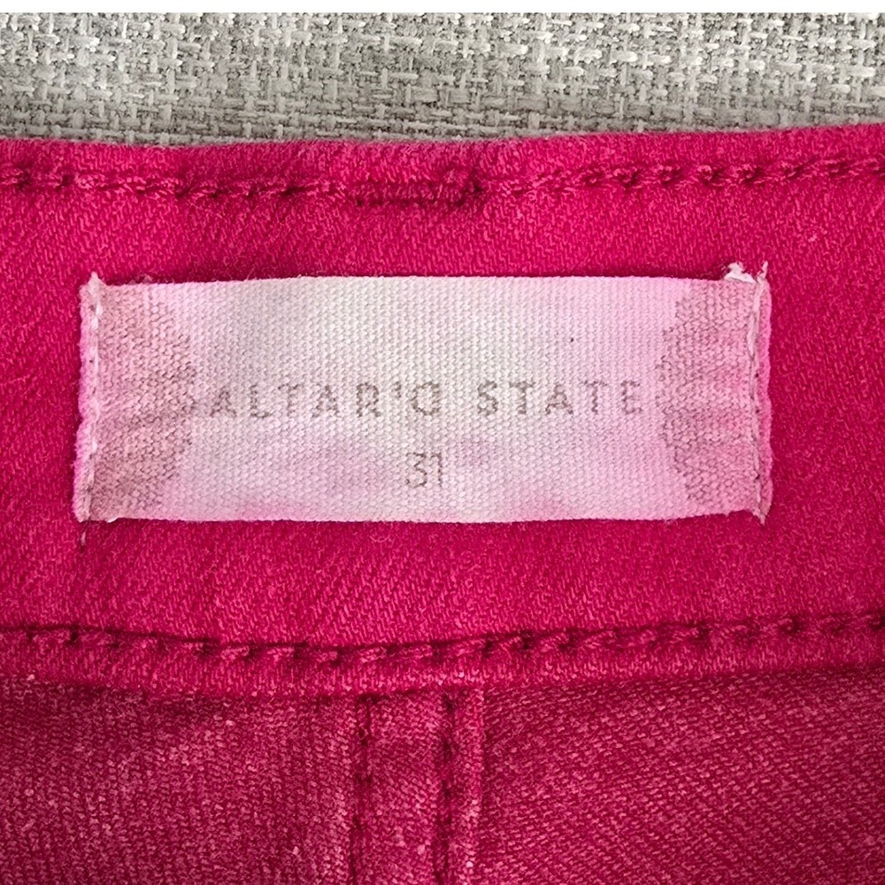 Altar'd State High Waisted Raw Hem Straight Leg Jeans Pink Size 31